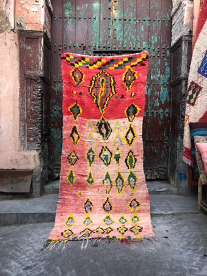 Peachy Boujaad Vintage Moroccan Rug Runner